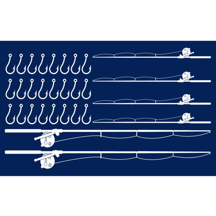 Fishing Pole Hooks USA American Flag Bumper Sticker