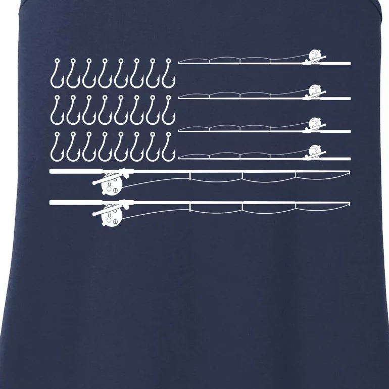 Fishing Pole Hooks USA American Flag Ladies Essential Tank