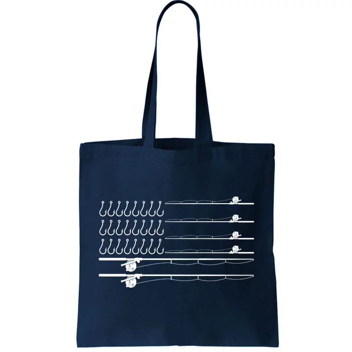 Fishing Pole Hooks USA American Flag Tote Bag