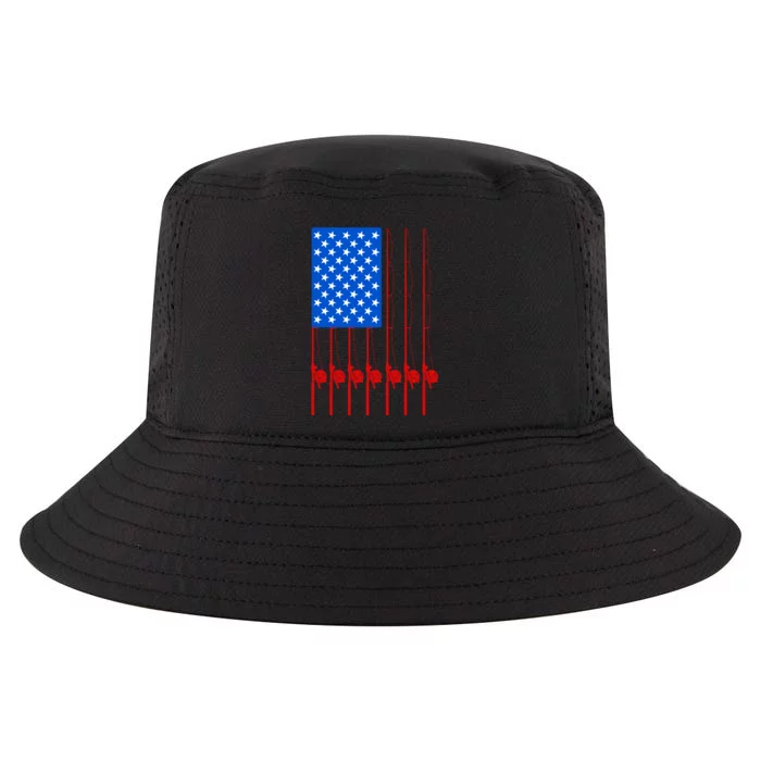 Fishing Poles USA American Flag Cool Comfort Performance Bucket Hat