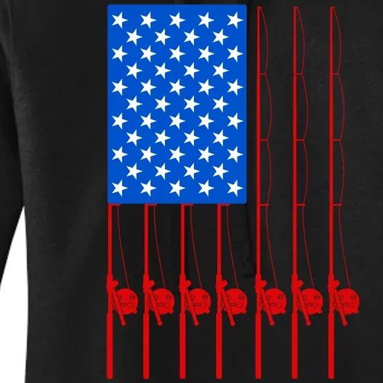 Fishing Poles USA American Flag Women's Pullover Hoodie