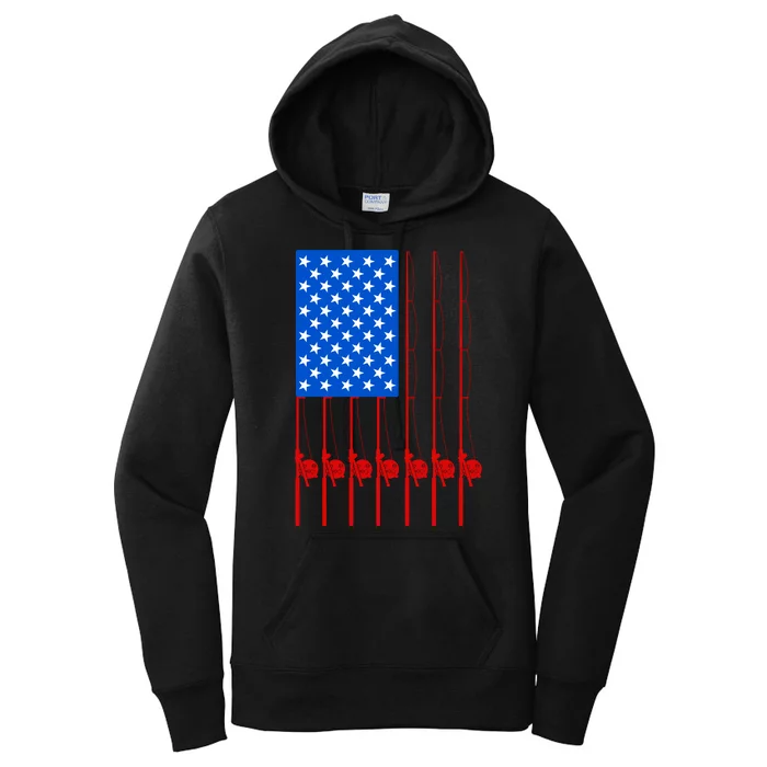 Fishing Poles USA American Flag Women's Pullover Hoodie