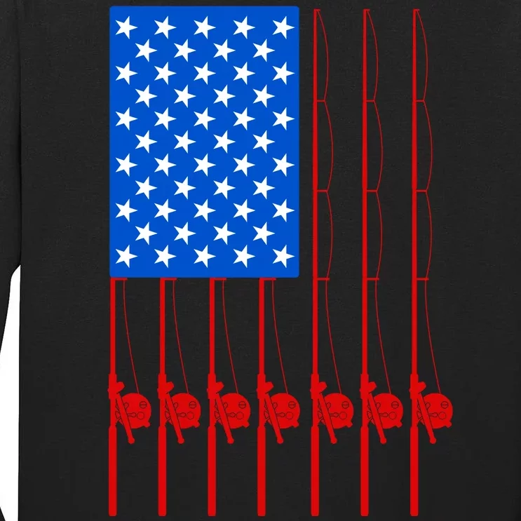 Fishing Poles USA American Flag Tall Long Sleeve T-Shirt