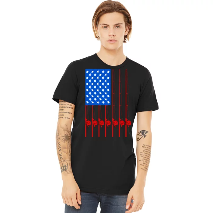 Fishing Poles USA American Flag Premium T-Shirt