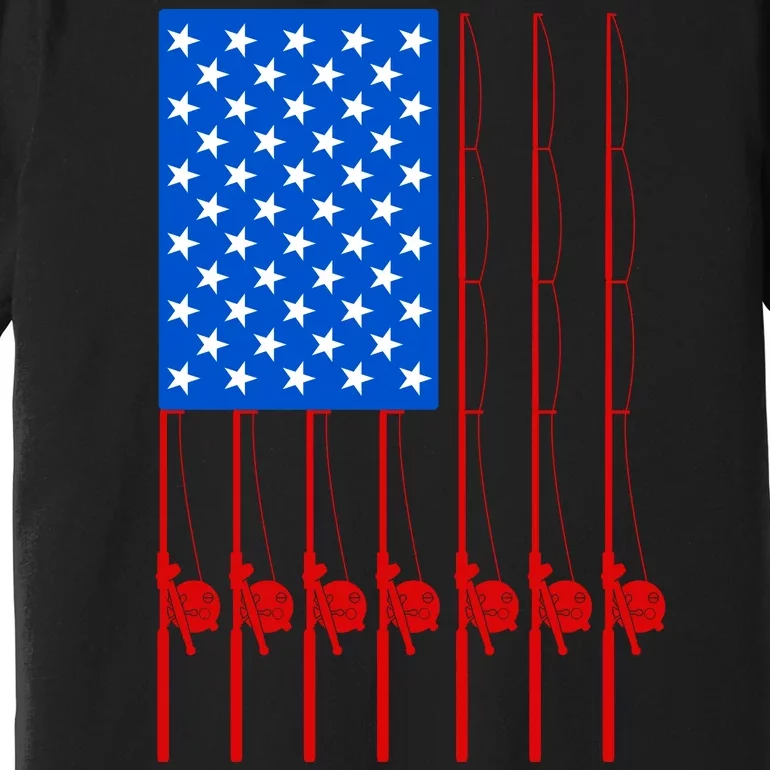 Fishing Poles USA American Flag Premium T-Shirt