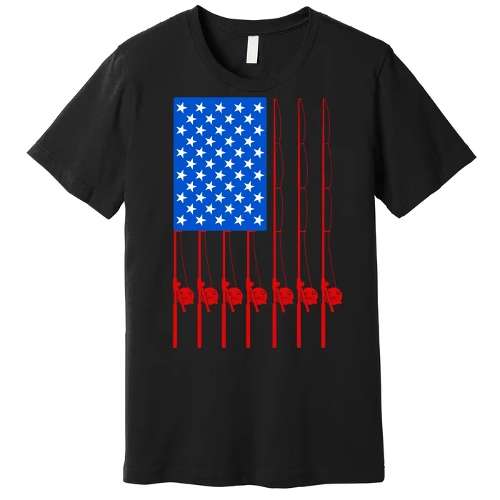 Fishing Poles USA American Flag Premium T-Shirt