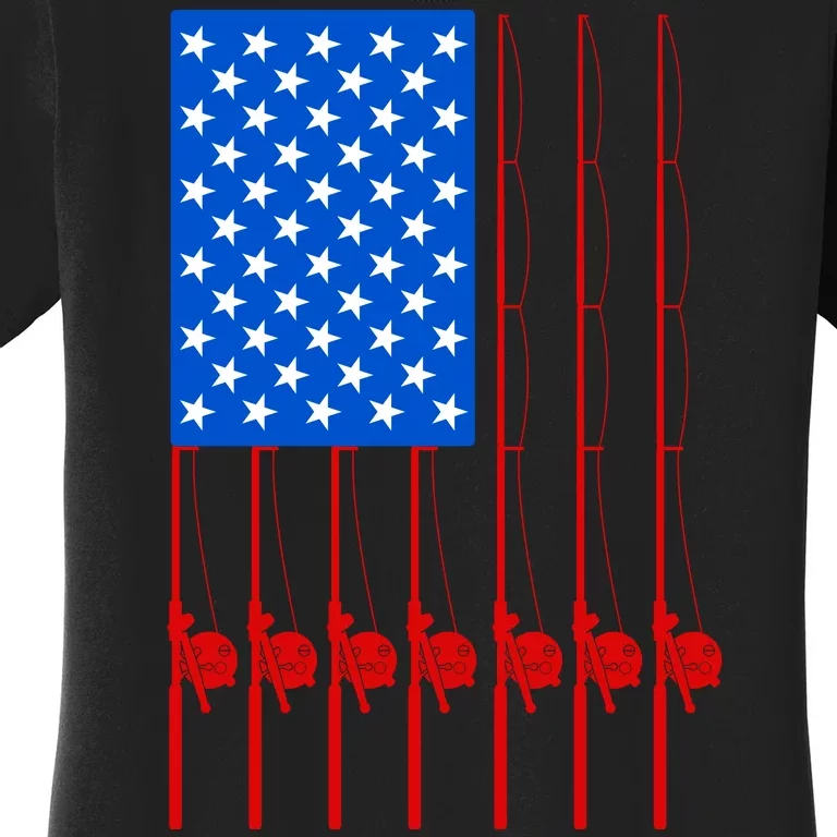 Fishing Poles USA American Flag Women's T-Shirt