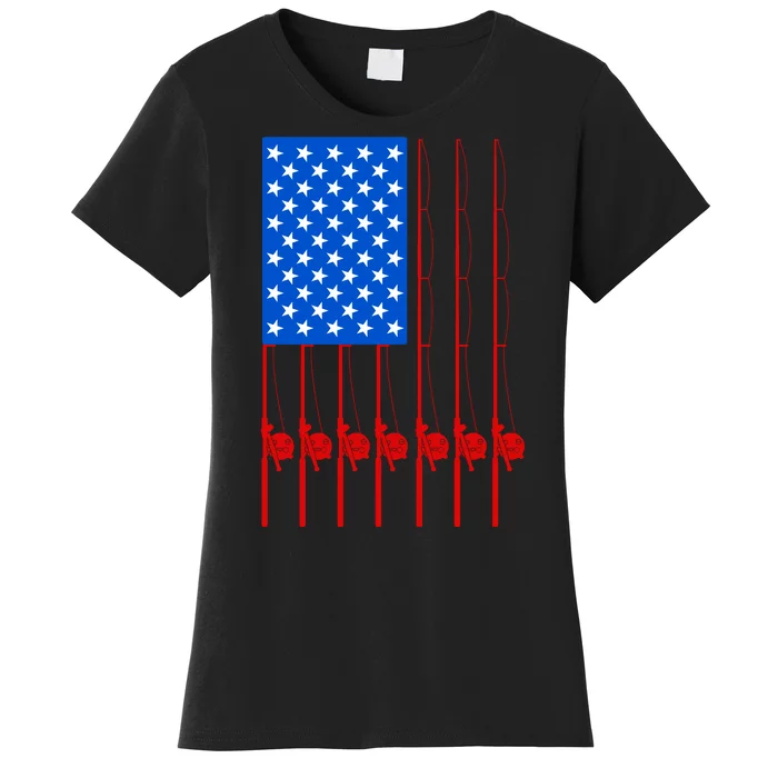 Fishing Poles USA American Flag Women's T-Shirt