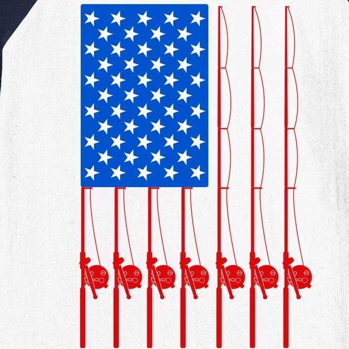 Fishing Poles USA American Flag Baseball Sleeve Shirt