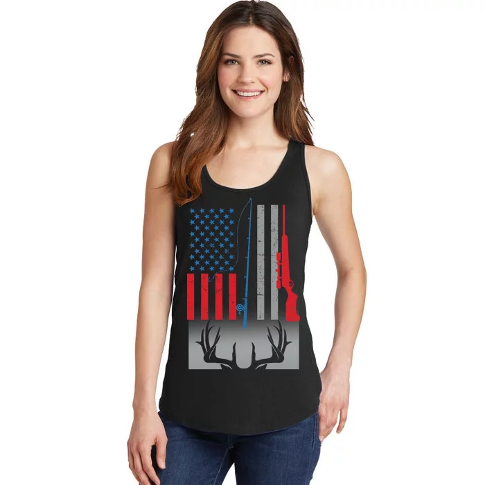 Fishing Rod Hunting Rifle American Flag Ladies Essential Tank