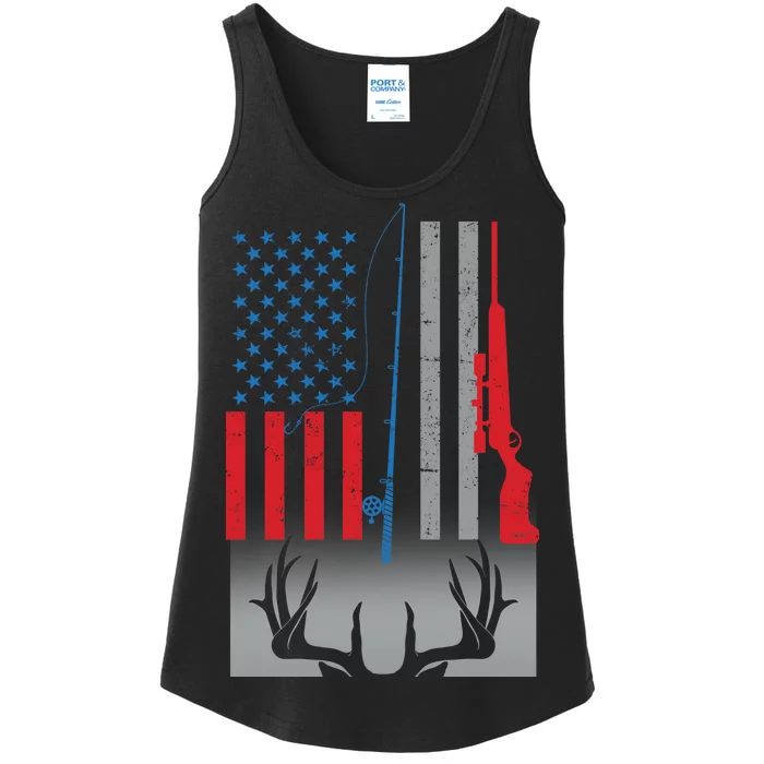 Fishing Rod Hunting Rifle American Flag Ladies Essential Tank