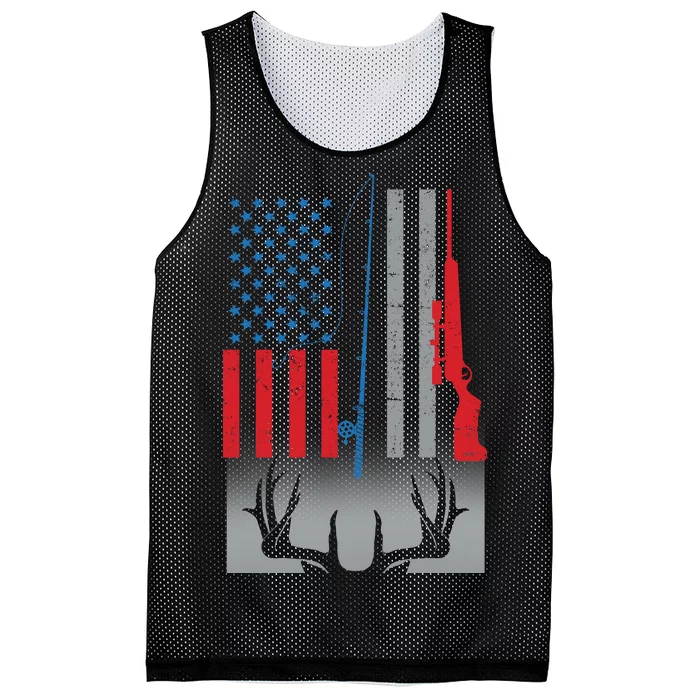 Fishing Rod Hunting Rifle American Flag Mesh Reversible Basketball Jersey Tank