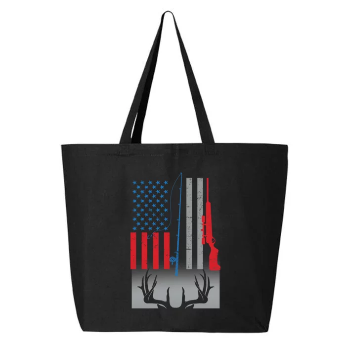 Fishing Rod Hunting Rifle American Flag 25L Jumbo Tote