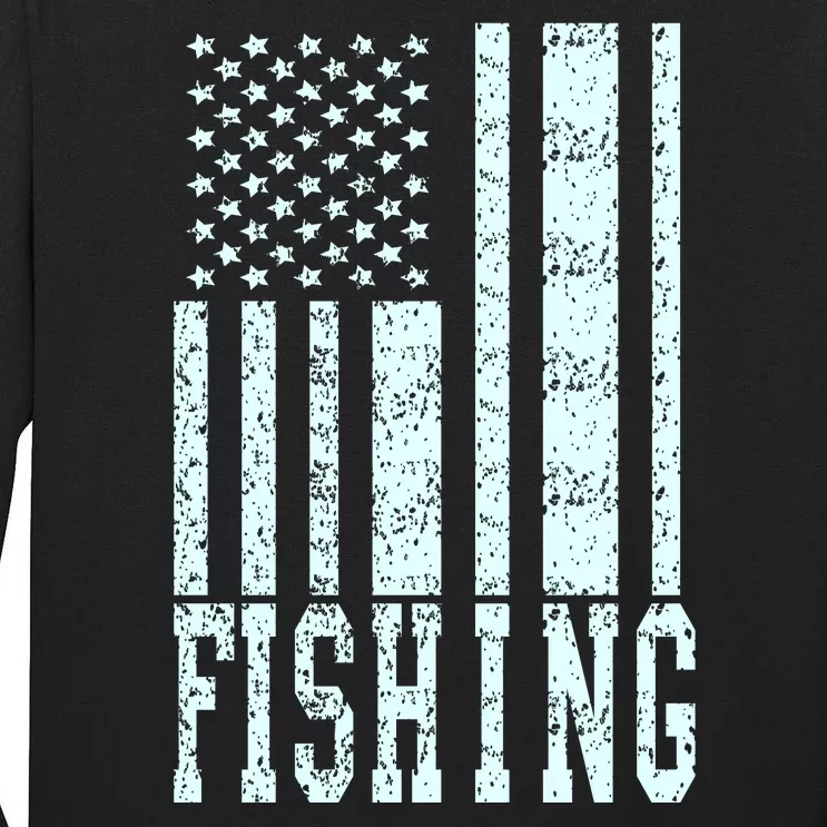 Fishing USA Flag Tall Long Sleeve T-Shirt