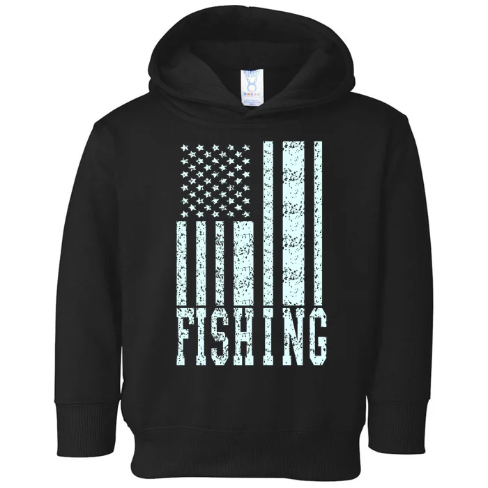 Fishing USA Flag Toddler Hoodie