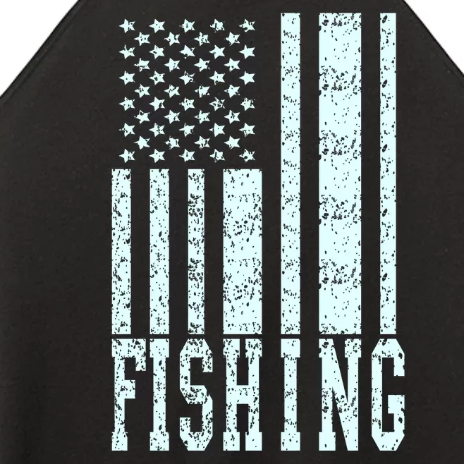 Fishing USA Flag Women’s Perfect Tri Rocker Tank