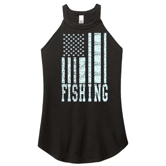 Fishing USA Flag Women’s Perfect Tri Rocker Tank