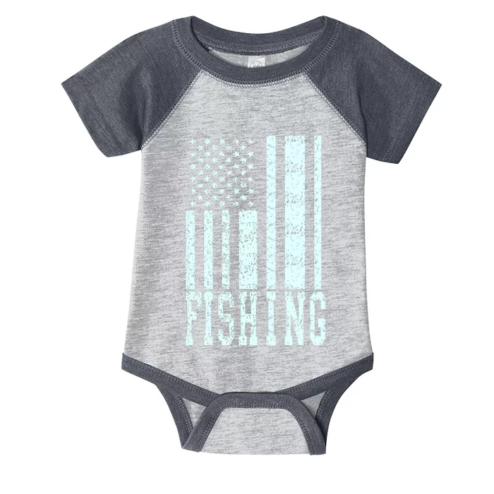 Fishing USA Flag Infant Baby Jersey Bodysuit