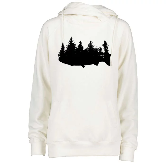 Fishing Wilderness Womens Funnel Neck Pullover Hood