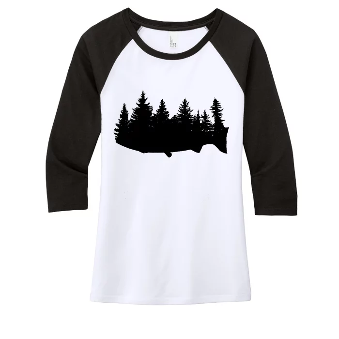 Fishing Wilderness Women's Tri-Blend 3/4-Sleeve Raglan Shirt