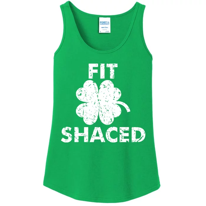 Fit Shaced Funny St. Patrick's Day Irish Clover Beer Drinking Ladies Essential Tank