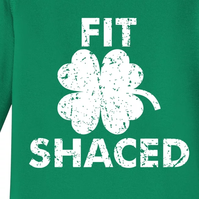 Fit Shaced Funny St. Patrick's Day Irish Clover Beer Drinking Baby Long Sleeve Bodysuit