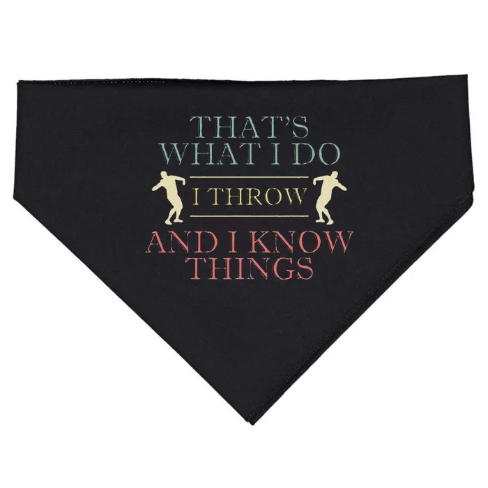 Funny I Throw And Know Things Shot Put Athlete Athletics Putter USA-Made Doggie Bandana