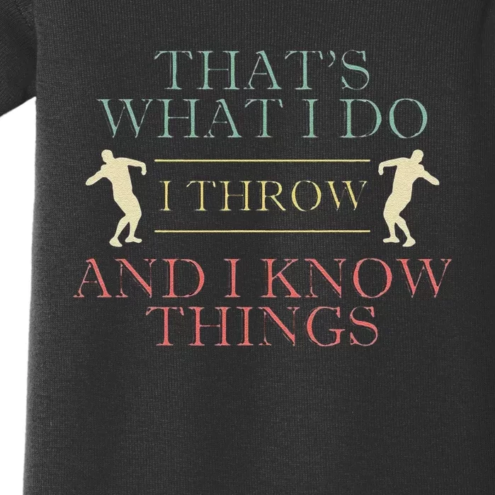 Funny I Throw And Know Things Shot Put Athlete Athletics Putter Baby Bodysuit