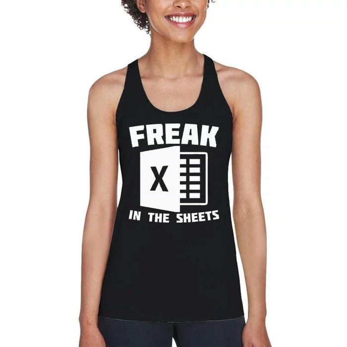 Freak In The Sheets Funny Accountant Analyst Secretary Women's Racerback Tank