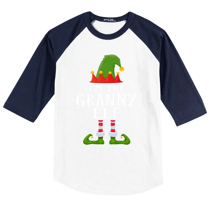 Funny I'm The Granny Xmas Santa Hat Family Christmas Gift Baseball Sleeve Shirt