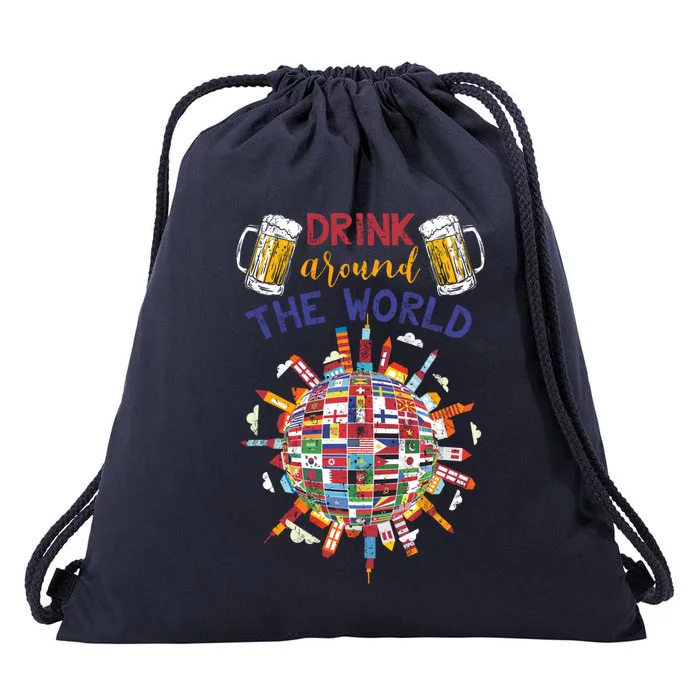 Funny Ing Travelling Party Gift Around The World Gift Drawstring Bag