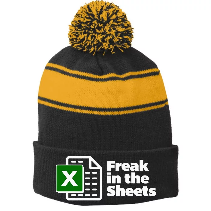 Freak In The Sheets Excel Spreadsheet File Data Stripe Pom Pom Beanie