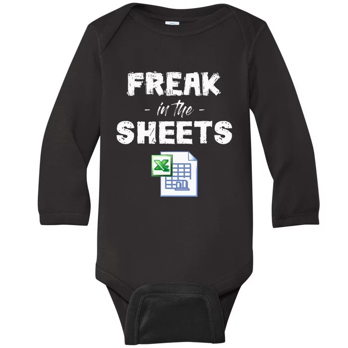 Freak In The Excel Sheets Funny Accountant Spreadsheet Baby Long Sleeve Bodysuit