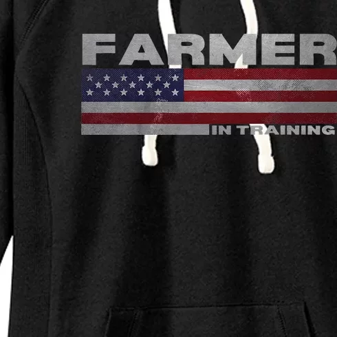 Farmer In Training Future Farmer Patriotic American Flag Women's Fleece Hoodie