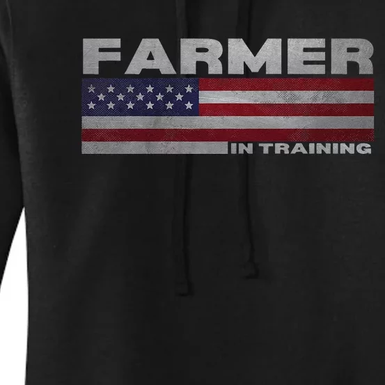 Farmer In Training Future Farmer Patriotic American Flag Women's Pullover Hoodie