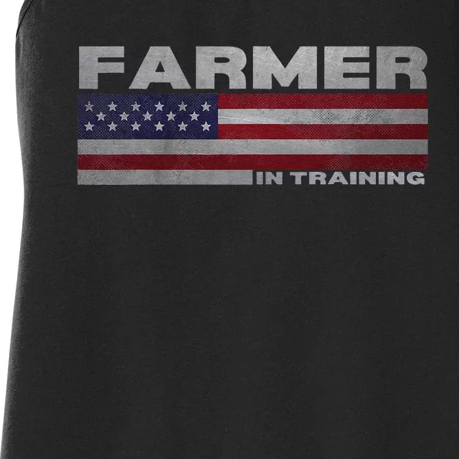 Farmer In Training Future Farmer Patriotic American Flag Women's Racerback Tank