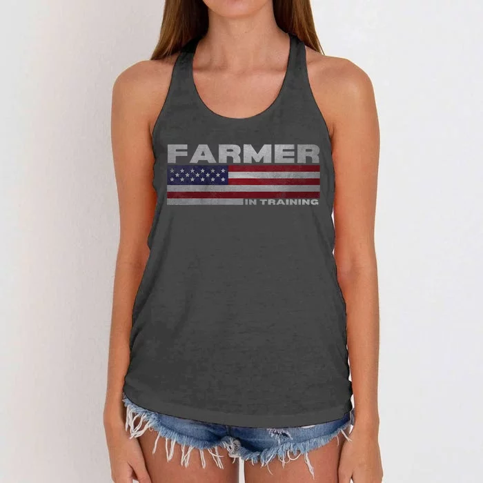 Farmer In Training Future Farmer Patriotic American Flag Women's Knotted Racerback Tank