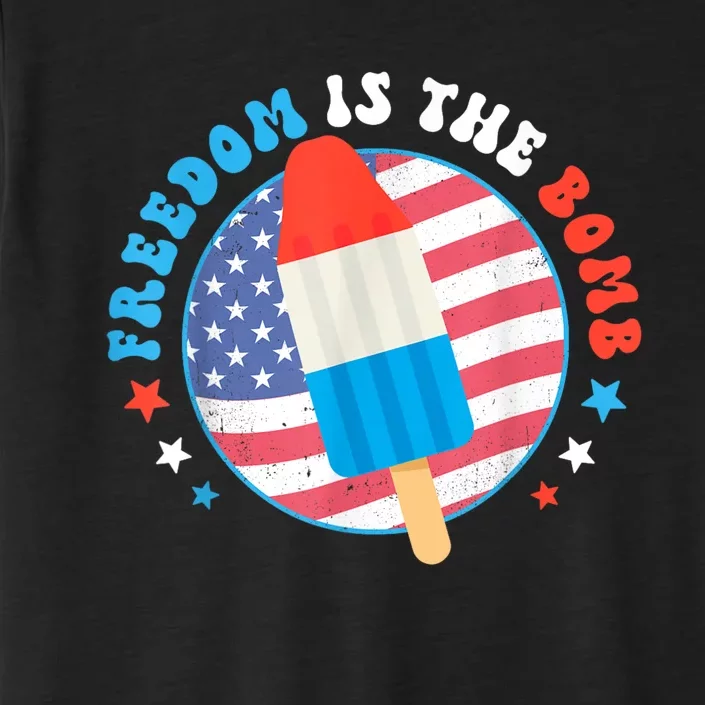 Freedom Is The Bomb USA Flag Popsicle 4th Of July Patriotic ChromaSoft Performance T-Shirt