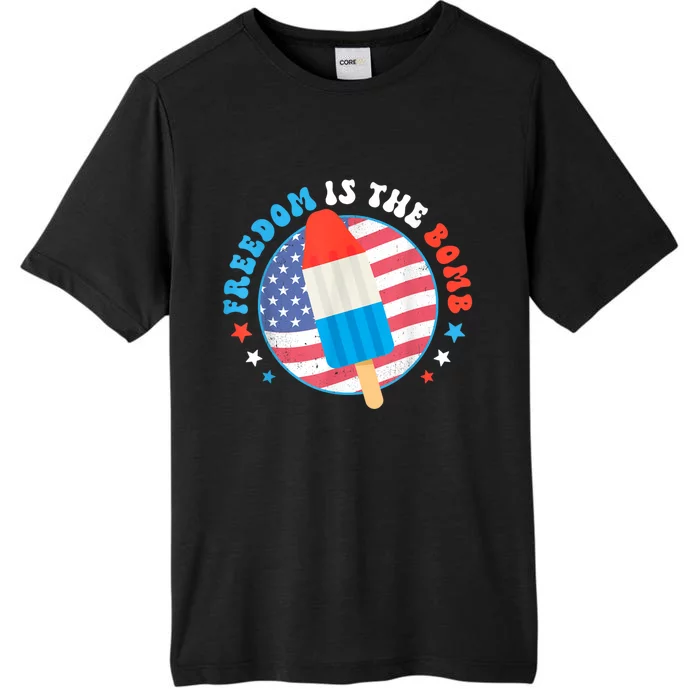 Freedom Is The Bomb USA Flag Popsicle 4th Of July Patriotic ChromaSoft Performance T-Shirt