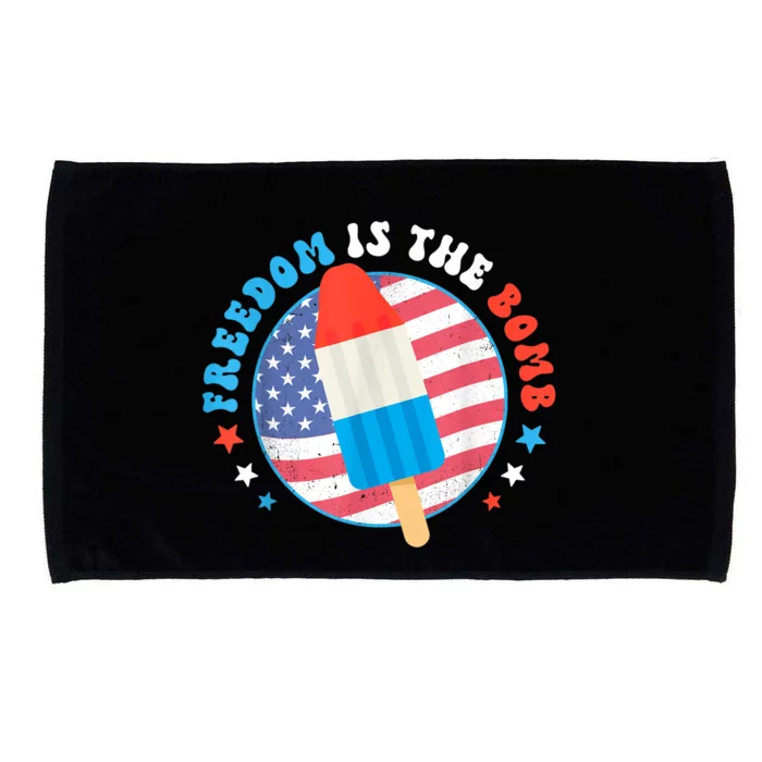 Freedom Is The Bomb USA Flag Popsicle 4th Of July Patriotic Microfiber Hand Towel