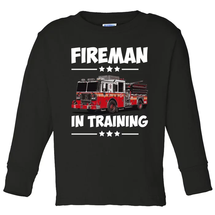 FIREMAN IN TRAINING for boy and girl Toddler Long Sleeve Shirt