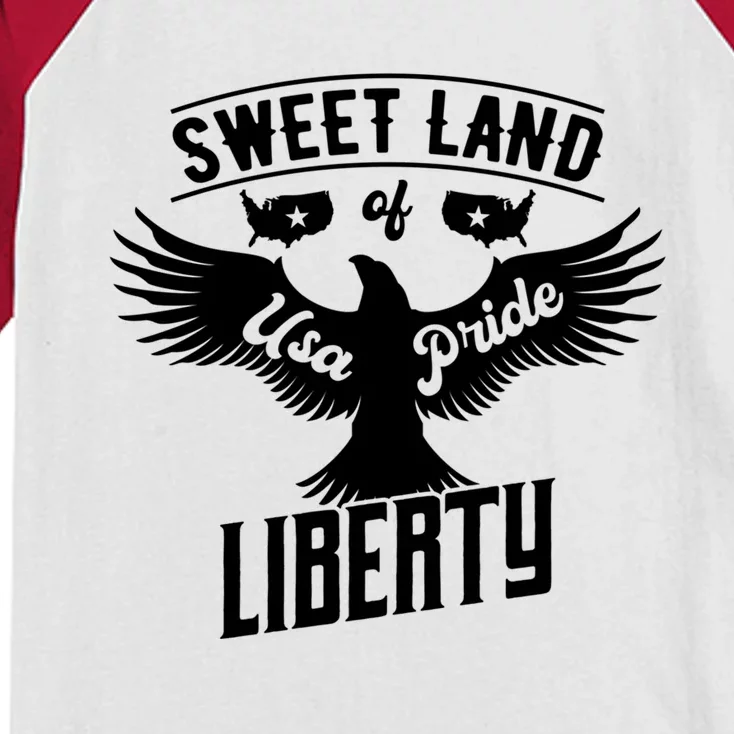 Fun Inspirational Tee Sweet Land Of Liberty Usa Pride Gift Kids Colorblock Raglan Jersey