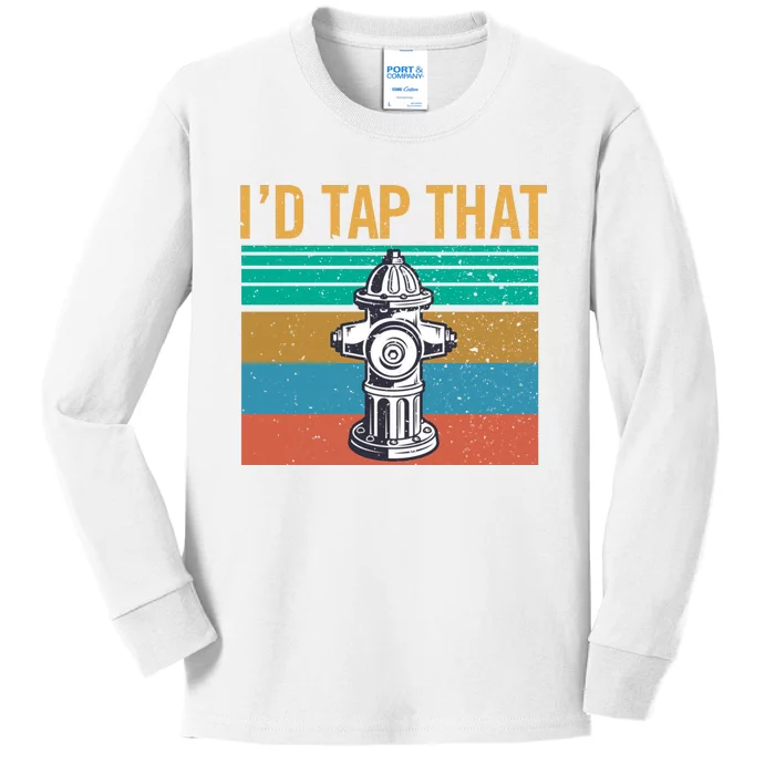 Firefighter I’d Tap That Vintage Kids Long Sleeve Shirt