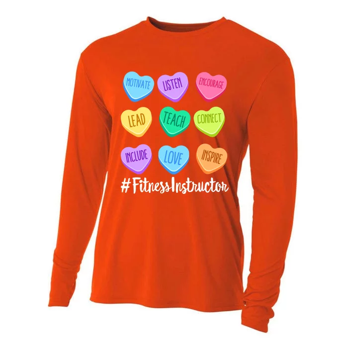 Fitness Instructor Teacher Valentine's Day Candy Heart Gift Cooling Performance Long Sleeve Crew