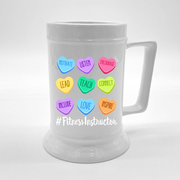 Fitness Instructor Teacher Valentine's Day Candy Heart Gift Front & Back Beer Stein