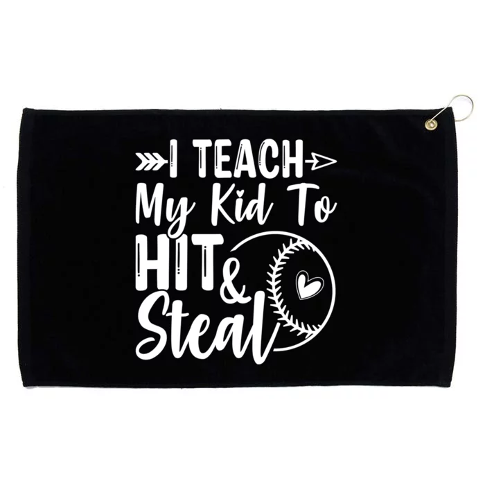 Funny I Teach My To Hit And Steal Fun Baseball Dad Mom Grommeted Golf Towel