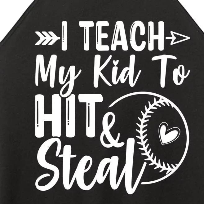 Funny I Teach My To Hit And Steal Fun Baseball Dad Mom Women’s Perfect Tri Rocker Tank