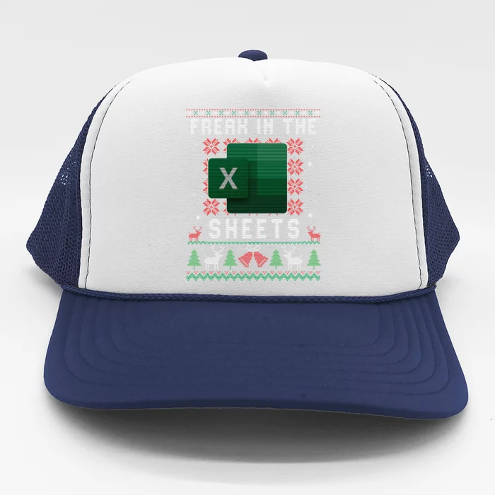 Freak In The Sheets Excel Ugly Christmas Sweater Funny Trucker Hat