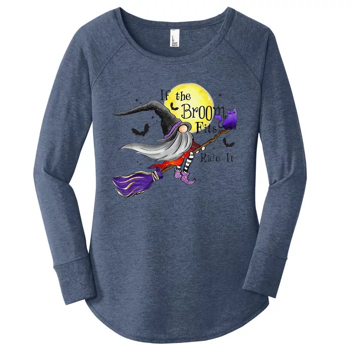 Funny If The Broom Fits Ride It Halloween Gnomies Spooky Women's Perfect Tri Tunic Long Sleeve Shirt