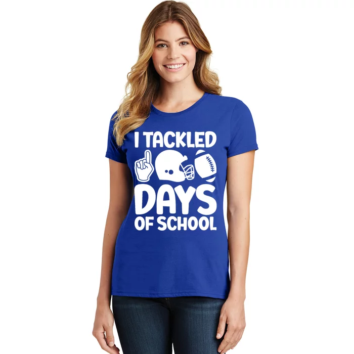 Funny I Tackled 100 Days Of School Smarter Football American Gift Women's T-Shirt